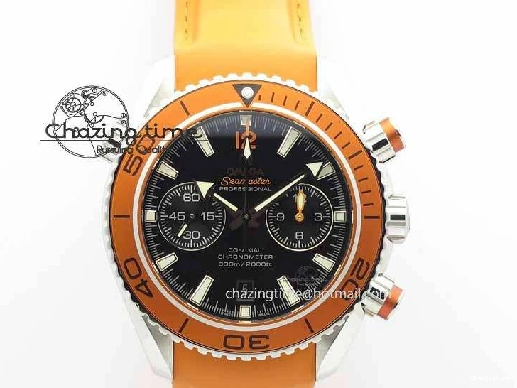 0513 Planet Ocean Master Chrono 45mm SS OM 1:1 Best Edition Black Dial On Orange Rubber Strap A Attractive 8170